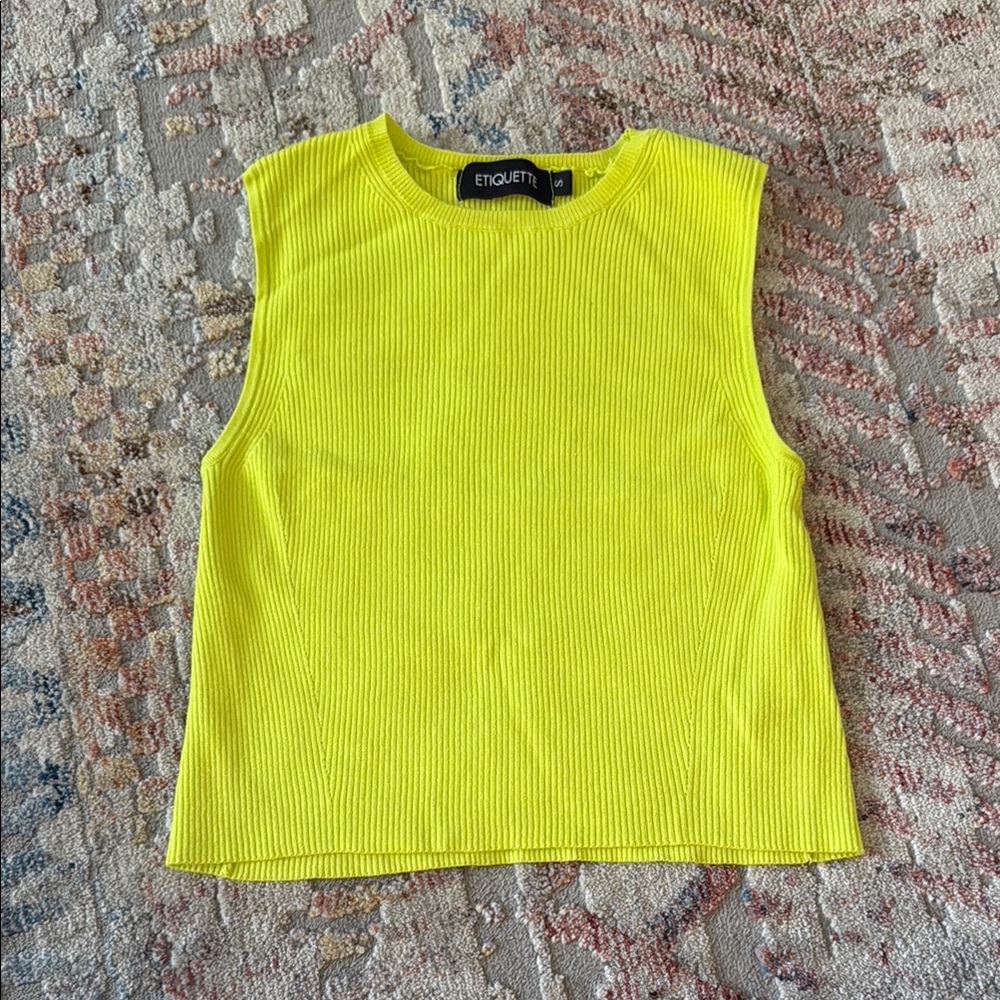 Etiquette Clothiers Lime Sleeveless Crop Sweater